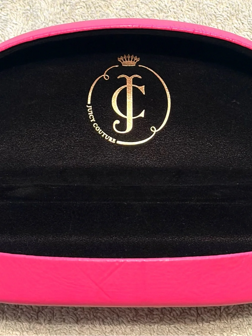 Juicy Couture Bright Pink Eyewear Case with Gold Logo